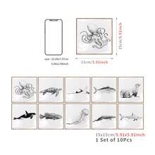 10入組自黏鑲砖貼紙,自黏墻砖,壁紙,蝴蝶壁貼,動物風格,昆蟲風格,花卉風格,摩洛哥風格裝飾性自黏牆面材料,普羅旺斯磚貼,浴室廚房地磚牆貼自黏紙,家具樓梯用,蝴蝶壁貼房間,ins風格,可愛美麗的防水瓷磚,真實的綠色植物花束花瓶網格壁飾貼紙,可拆卸玻璃瓶裝花壁貼,適用於臥室客廳辦公室廚房等裝飾 - 彩色 - 查看 8