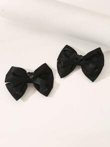 2 個女孩蝴蝶結髮夾 - 黑色 - 查看 1
