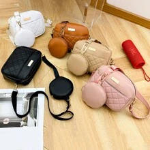 1個女孩迷你波浪紋壓花信封包,手機包包 - 粉色 - 查看 8