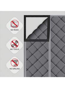 1 件磁性隔熱門簾,超耐用門口簾臨時門隔熱冬暖夏涼,隔音防風門毯 - 深灰色 - 查看 5