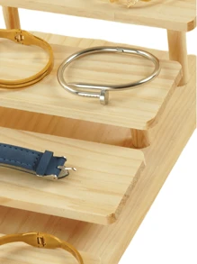 One-Piece Solid Wood Multi-Layered Step Display Stand - Pine Wood Sunglasses Showcase Stand For Bracelets, Watches, Rings, And Jewelry - Multi-layer Display Stand - View 4
