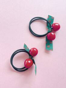 2 件裝兒童可愛櫻桃髮帶小女孩髮飾 - 紅色 - 查看 2