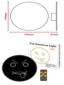 Creative Car LED Emoticon Light Car Emoticon Light Car Rear Window Fun  Light Anti-Rear-End Warning Interactive Emoticon Screen Wireless Remote Control - Yellow - View 10