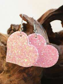 1 對情人節 Gretel 閃閃發光亮片耳環可愛愛人節快樂雙面印花女式耳環 - 皮革耳環 - 查看 14