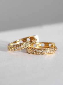 1對s925鍍18k金和立方氧化鋯夾式耳針,豪華珠寶禮物送給女士 - 金色 - 查看 1