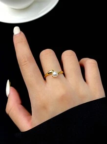 ESBERRY 1 Ngọc Trai Giả Cổ Có Thể Điều Chỉnh Vòng Cho Nữ S925 Sterling Bạc Vàng Vàng Màu Sắc Hàng Ngày Mỹ Trang Sức Quà Tặng Đám Cưới cô Dâu Trang Sức - Vàng - Xem 3