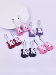 10pcs/Set Fashionable Guitar Shaped Acrylic Jewelry Pendant For Women's Earring, Necklace, Key Chain Making