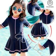 Women's Swimsuit Princess One Piece Swimsuit For Kids - Navy Blue - View 1