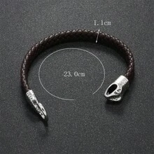 Black Snake Head Biting Tail Buckle Bracelet - Black - View 7