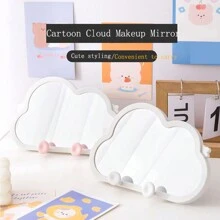 雲化妝鏡迷你壁掛式學生宿舍桌面鏡子手機架桌面化妝鏡 - 白色 - 查看 5