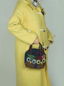 LIGENYANG 1pc Owl Animal Embroidery Round Top Handbag - Multicolor - View 4