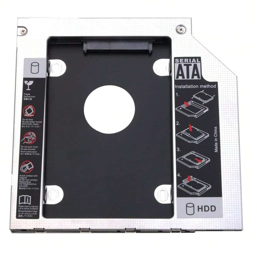 1 unids Aluminio 2nd Second HDD Caddy 9.5mm SATA 3.0 OPTBAY 2.5 '' SSD DVD CD-ROM Capt FABLIDE DISCO DUCTOR,9.5mm - Plateado - Ver 1