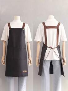 防水、防油和耐污的圍裙,無袖廚房和家用圍裙,酒店、餐廳、咖啡館工作服 - 黑色 - 查看 1