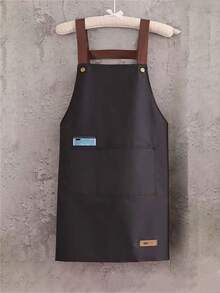 防水、防油和耐污的圍裙,無袖廚房和家用圍裙,酒店、餐廳、咖啡館工作服 - 黑色 - 查看 3