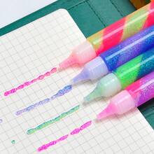 4入組黃金色閃亮膠筆,閃閃發光的金屬膠,適用於紙張,diy,藝術,著色,非常適合做手工藝品,學校,返學用品。 - 彩色 - 查看 4