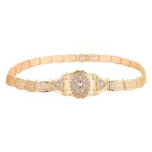 Luxurious Arabian Bridal Waist Chain With Hollow Out Crystal Flower Design And Full Diamond Inlaid, Adjustable Length Body Jewelry For Women's Wedding - Gold - View 5