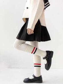 3 雙/套兒童襪子,男孩和女孩白色高筒和中筒襪,兩雙條紋足球愛好者襪子 - 彩色 - 查看 3