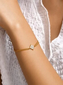 1入組豪華優雅女士手鍊，925銀18K鍍金浪漫精緻無限，適合日常佩戴，送給我媽媽的情人節禮物