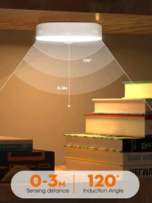 1pc 8led Motion Sensor Led Night Light With Smart Switch Usb Charging Battery Powered Bedside Lamp For Room Hallway Bathroom Home Illumination - White - View 5