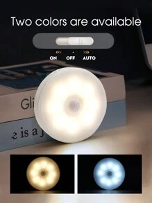 1pc 8led Motion Sensor Led Night Light With Smart Switch Usb Charging Battery Powered Bedside Lamp For Room Hallway Bathroom Home Illumination - White - View 1