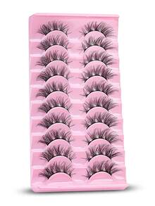 貓眼睫毛自然翼型假睫毛蓬鬆柔軟跨度10對漫畫睫毛淡薄自然睫毛延伸化妝產品 - 眼尾拉長款 - 查看 2