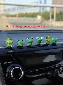 6pcs Car Interior Ornaments, Car Frog Decoration, Car Accessories, Center Console, Cute Frog - Multicolor - View 8