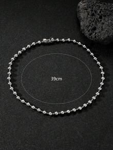 1條金屬珠鏈項鍊適用於男士的日常穿搭 - 銀色 - 查看 3