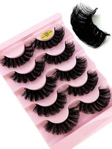 5 對貓眼睫毛,3d 人造水貂天然假睫毛,dd 捲曲蓬鬆柔軟睫毛,8d 捲長自然假睫毛用於延長化妝 - 濃密款 - 查看 8