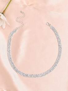 1條時尚奢華的鑽石項圈,適用於新娘、婚禮和派對 - 銀色 - 查看 1