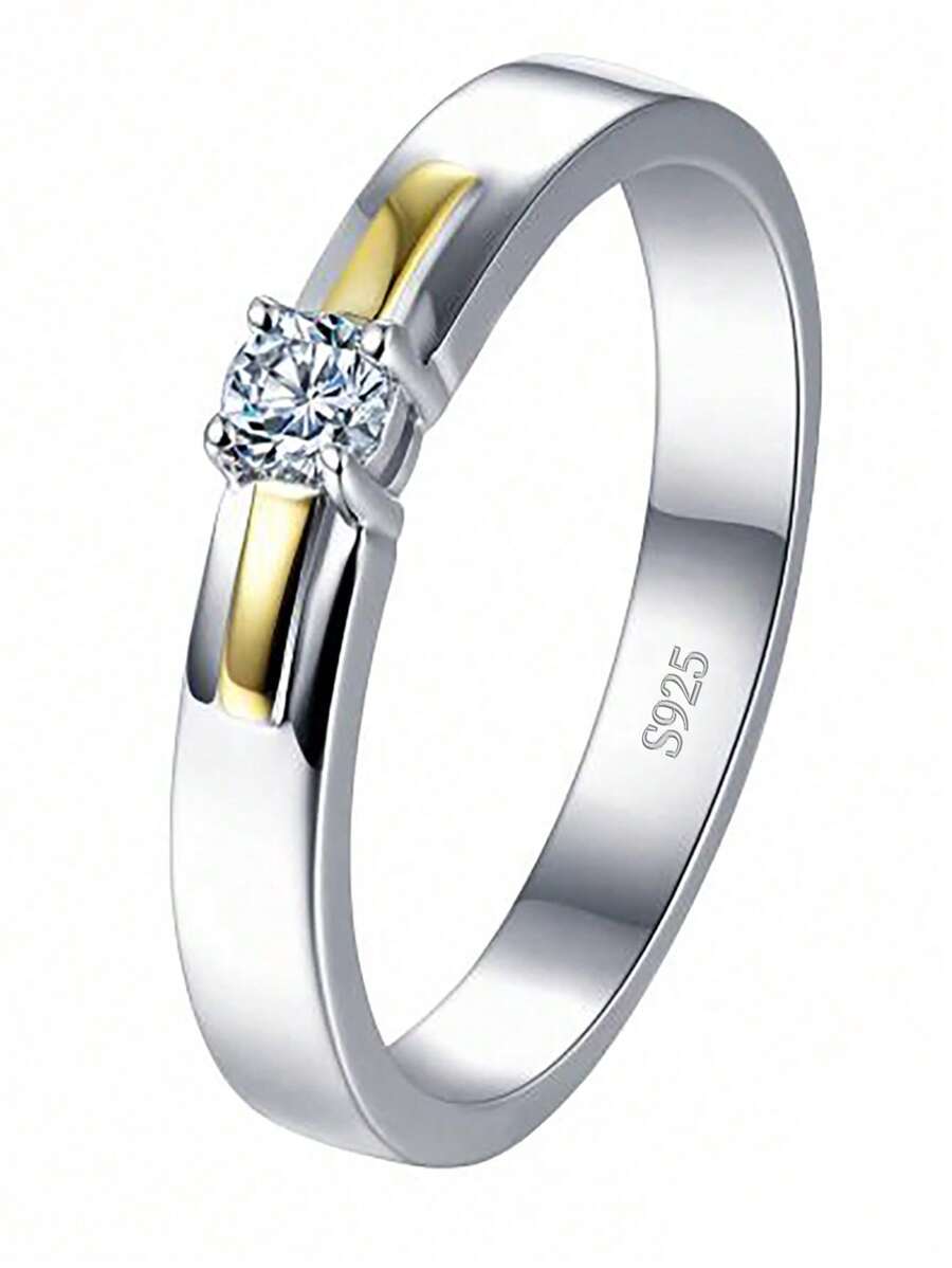 1 Tinh Tế Tạo Ra Phòng Thí Nghiệm Moissanite Trang Trí Nhẫn Bạc Cho Nữ Làm Quà Tặng - Màu vàng - Xem 1