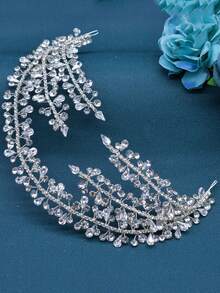 1pc Women'S Rhinestone Bridal Headband, Luxury Rhinestone & Rhinestone & Cut-Out Design Hair Accessory For Wedding, Party, Birthday And Other Occasions - Silver - View 2