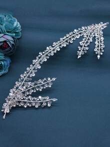 1pc Women'S Rhinestone Bridal Headband, Luxury Rhinestone & Rhinestone & Cut-Out Design Hair Accessory For Wedding, Party, Birthday And Other Occasions - Silver - View 7