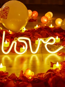 愛情霓虹燈-usb或電池操作臥室霓虹燈,led愛情裝飾標誌,適用於聖誕節、婚禮、兒童房間或客廳 - 暖白光 - 查看 4