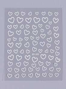 4 folhas Adesivos de Arte de Unhas em Forma de Coração Branco, Desenho de Coração Vazado em Dourado, Prata e Rose Gold, Decalques de Unhas 3D, Decoração Autoadesiva para Unhas DIY em Casa e Salão - Multicolorido - Visão 3