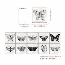 10入組自黏鑲砖貼紙,自黏墻砖,壁紙,蝴蝶壁貼,動物風格,昆蟲風格,花卉風格,摩洛哥風格裝飾性自黏牆面材料,普羅旺斯磚貼,浴室廚房地磚牆貼自黏紙,家具樓梯用,蝴蝶壁貼房間,ins風格,可愛美麗的防水瓷磚,真實的綠色植物花束花瓶網格壁飾貼紙,可拆卸玻璃瓶裝花壁貼,適用於臥室客廳辦公室廚房等裝飾 - 彩色 - 查看 9