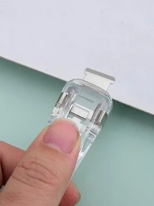 1pc Delicate & Portable Student Invisible Stapler File & Paper Organizer - White - View 4