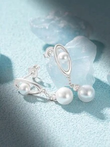 1對女性簡約時尚的細水滴耳環,925純銀18k金鍍古董極簡主義,適用於感恩節訂婚的致我愛人 - 銀色 - 查看 4