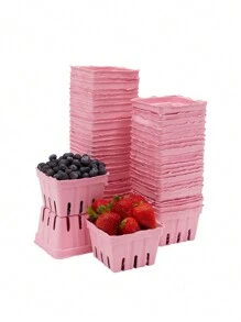Pink Pulp Fiber Berry Baskets, Pint Fruit Containers (4.3 X 4.3 X 2.8 In, 50 Pack) - Pink - View 7