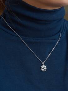 1Pc Fashionable 925 Silver 12 Constellations Pendant Necklace Double Sided Pendants For Women's Birthday Gifts