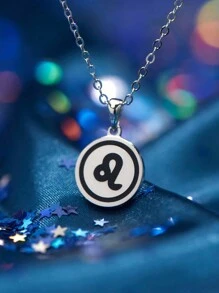 1Pc Fashionable 925 Silver 12 Constellations Pendant Necklace Double Sided Pendants For Women's Birthday Gifts