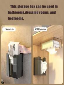 1個面巾紙收納盒,不需要鑽孔,適用於浴室和臥室 - 無色 - 查看 3