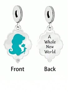 1入組創意方晶鋯石裝飾標語細節幾何純銀DIY吊墜適合女士DIY首飾製作 - 銀色 - 查看 1