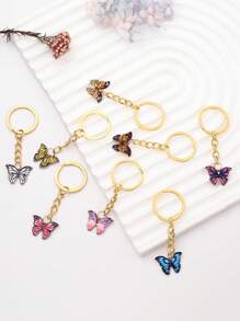 8入組創意彩色紋路蝴蝶鑰匙扣和掛飾 - 彩色 - 查看 3