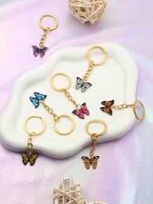 8入組創意彩色紋路蝴蝶鑰匙扣和掛飾 - 彩色 - 查看 1