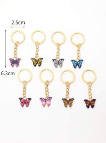 8入組創意彩色紋路蝴蝶鑰匙扣和掛飾 - 彩色 - 查看 4
