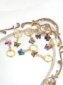 8入組創意彩色紋路蝴蝶鑰匙扣和掛飾 - 彩色 - 查看 2