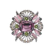 1只時尚的玻璃水晶和聚酯樹脂滴釉合金胸針,創意設計,適合男士西裝和夾克裝飾和佩戴 - 復古銀色 - 查看 6