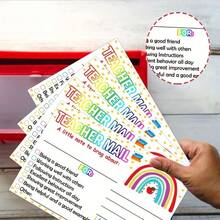 10pcs Rainbow Happy Letter Positive Postcards: Teacher Sends To Parents For Good Classroom Behavior, Cards Notes For Encouragement, Suitable For Families, Kindergartens And Elementary Schools - Multicolor - View 4
