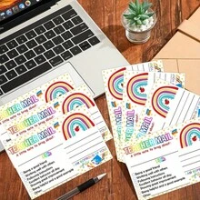 10pcs Rainbow Happy Letter Positive Postcards: Teacher Sends To Parents For Good Classroom Behavior, Cards Notes For Encouragement, Suitable For Families, Kindergartens And Elementary Schools - Multicolor - View 5