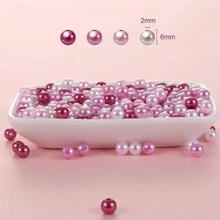 4/6/8/10/12/16/18/20mm Beige Faux Pearl Beads ABS Loose Round Beads Jewelry Craft Making White Beige DIY Clothing Beads Supplies Sewing Accessories Earring Bracelet Necklace Key Chains Vase Fillers Home Decoration - Pink - View 3